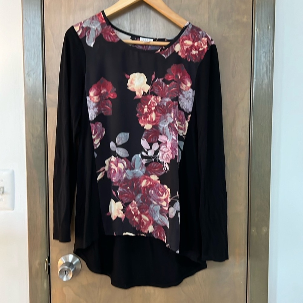 Black Floral Long Top